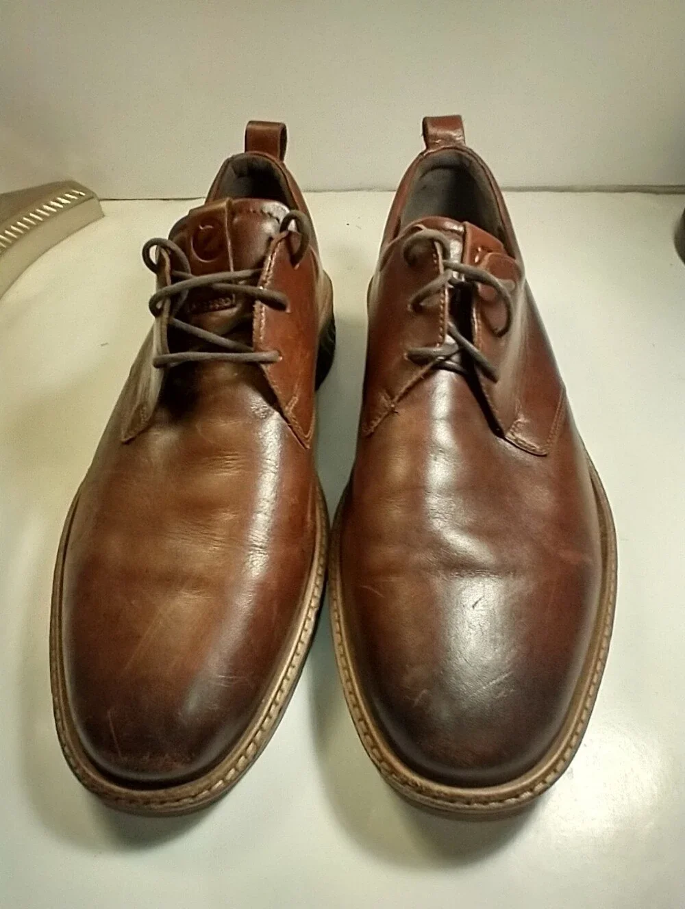 Ecco ST.1 Hybrid Plain Toe Oxford Brown Leather Shoes Men's sz 9(43).